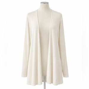 Eileen Fisher L Linen Cotton Cardigan Ivory 0924 Open Front Organic large
